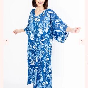Blue Floral Kimono Dress